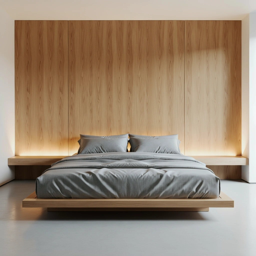 Ambiente de descanso con paneles acústicos y luz tenue